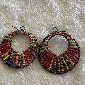 Colorful Beaded Hoop Earrings